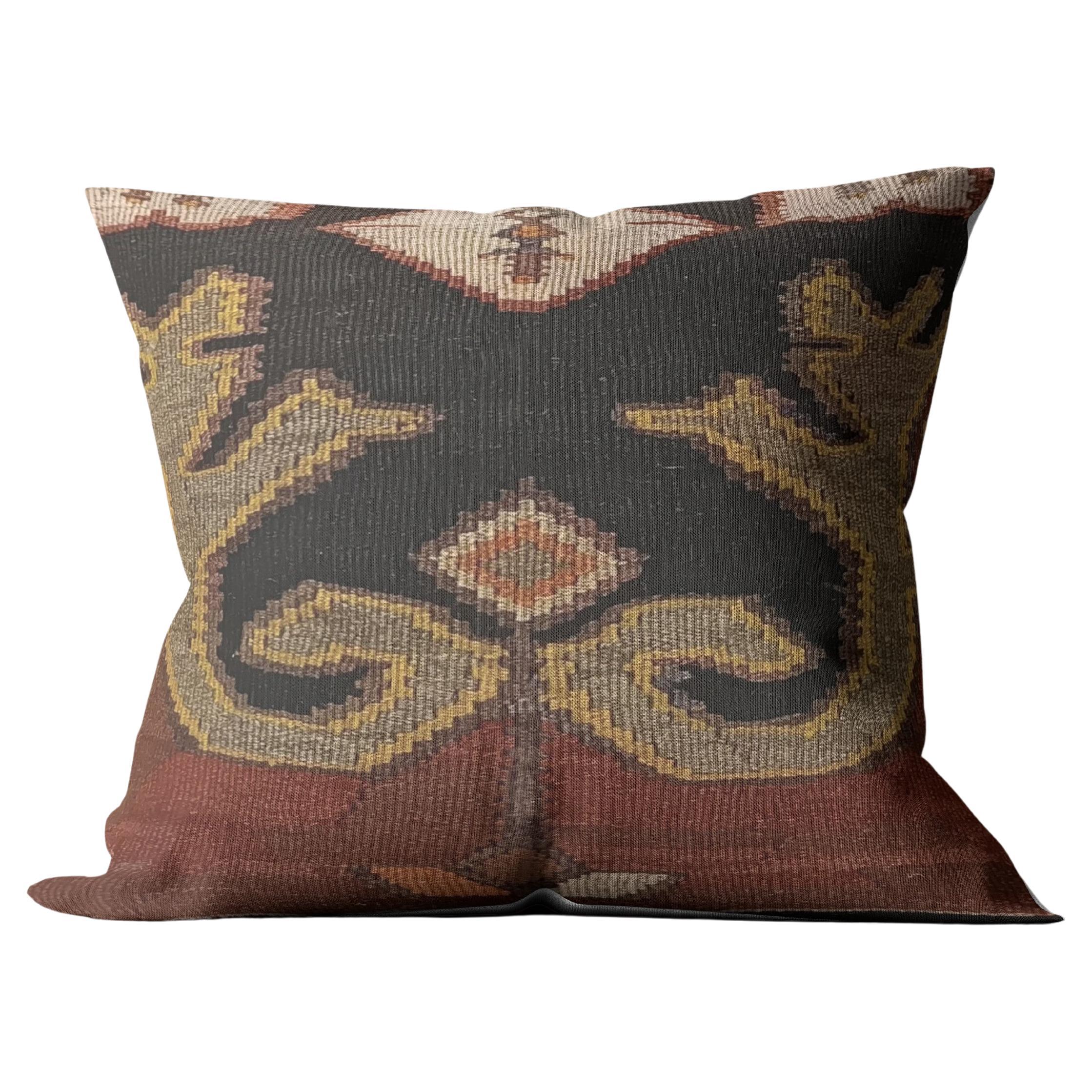 Housse de coussin Kilim Multicolore Tribal Zigzag Laine Coussin Géométrique Contemporain