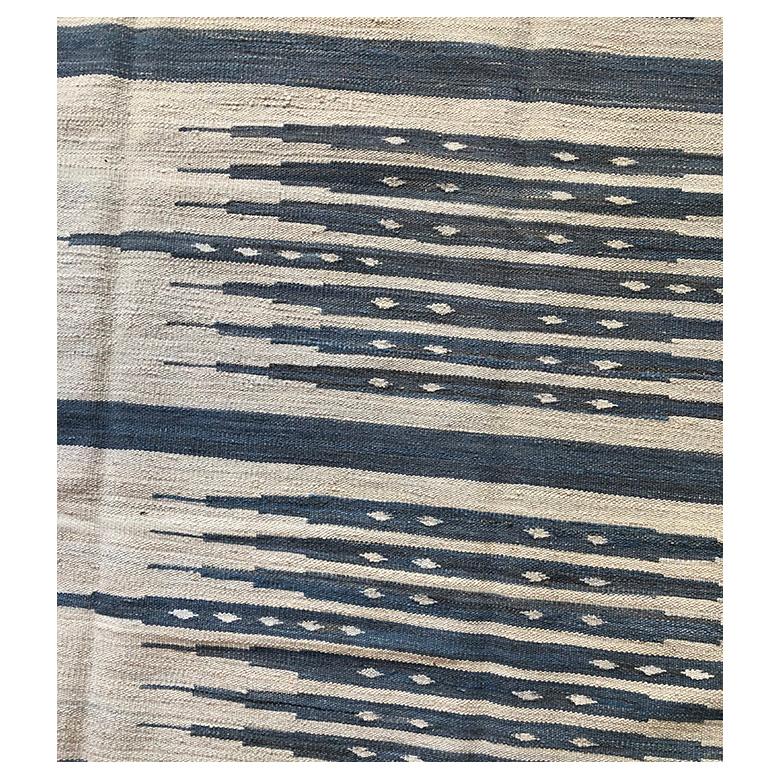 Kilim Design in Blues 11’10” x 9′ In Good Condition For Sale In Sag Harbor, NY