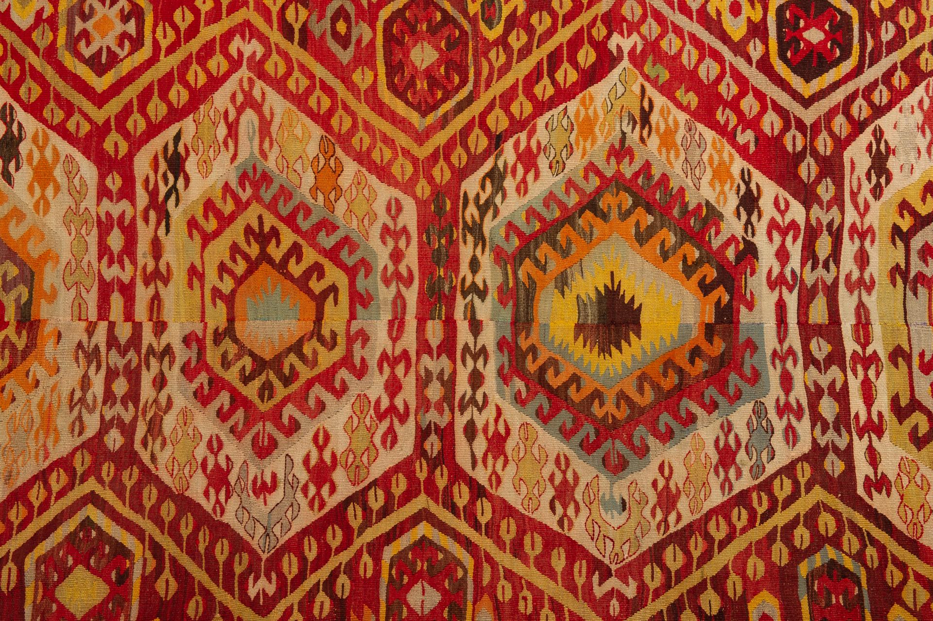 Hand-Woven Old Kilim Esme For Sale