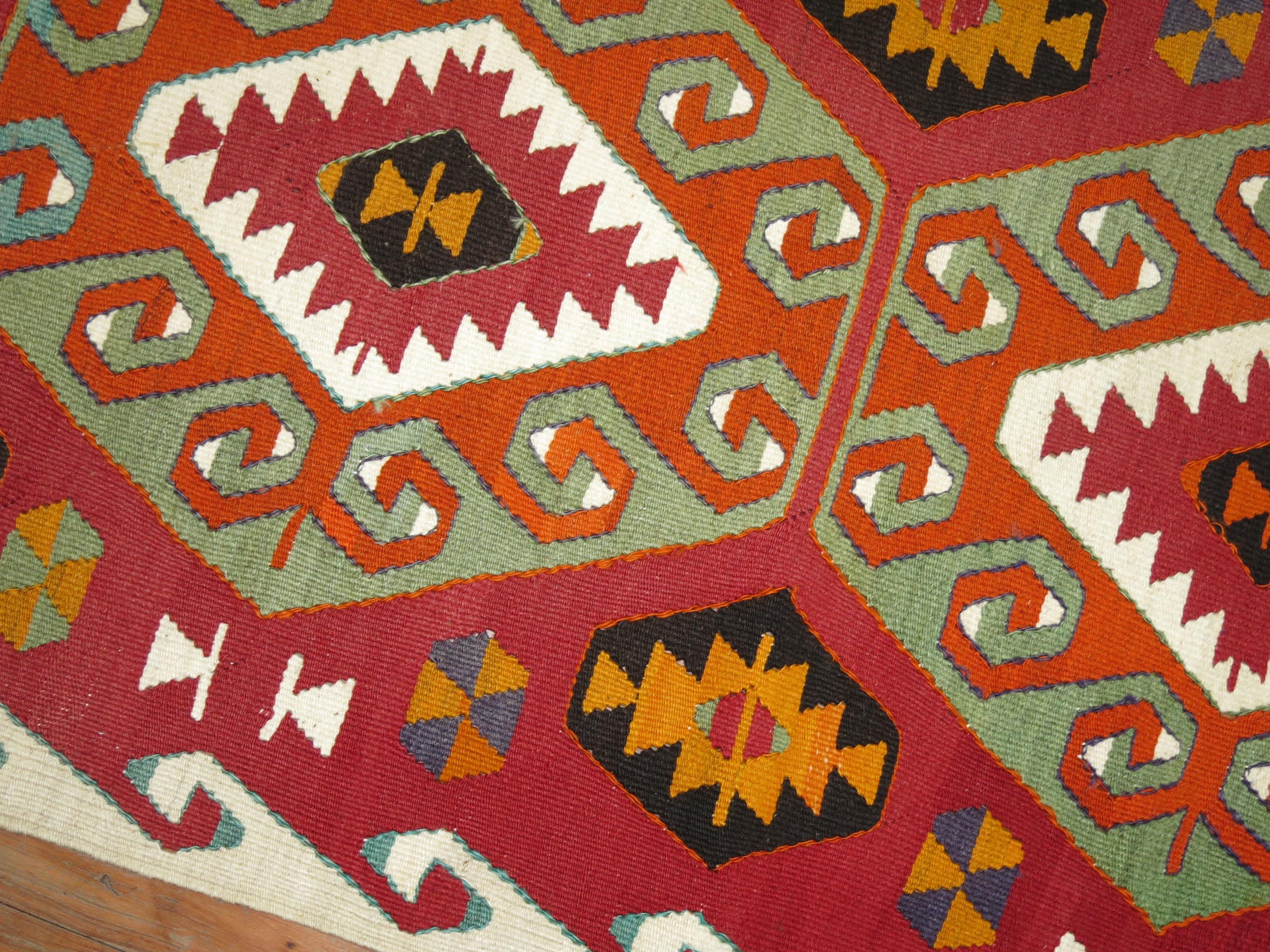 Bohemian Scatter Size Turkish Kilim For Sale