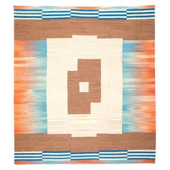 Kilim Handgefertigter Flachgewebe-Teppich aus Wolle Multicolor