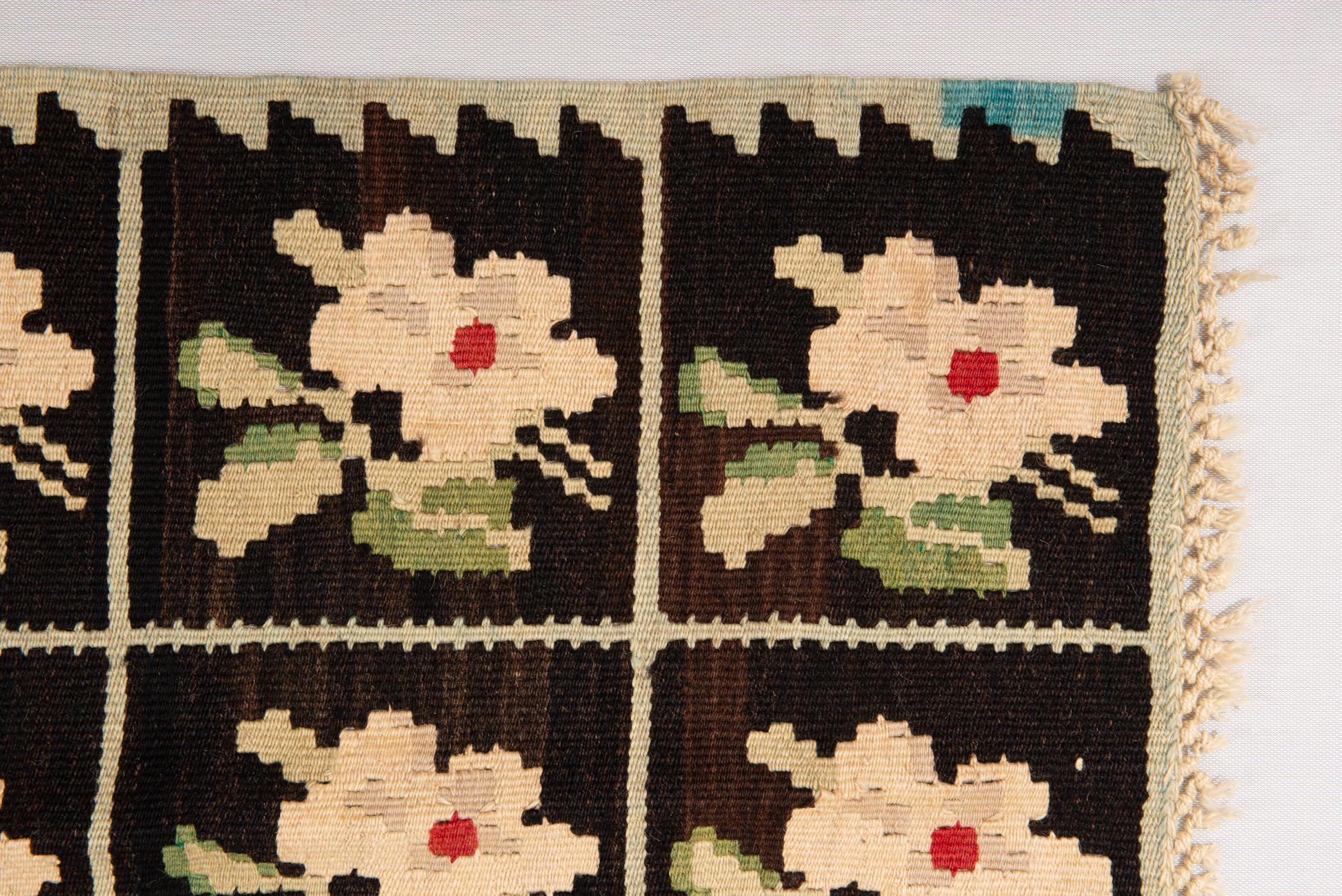 Wool Kilim Karabagh with Daisies For Sale