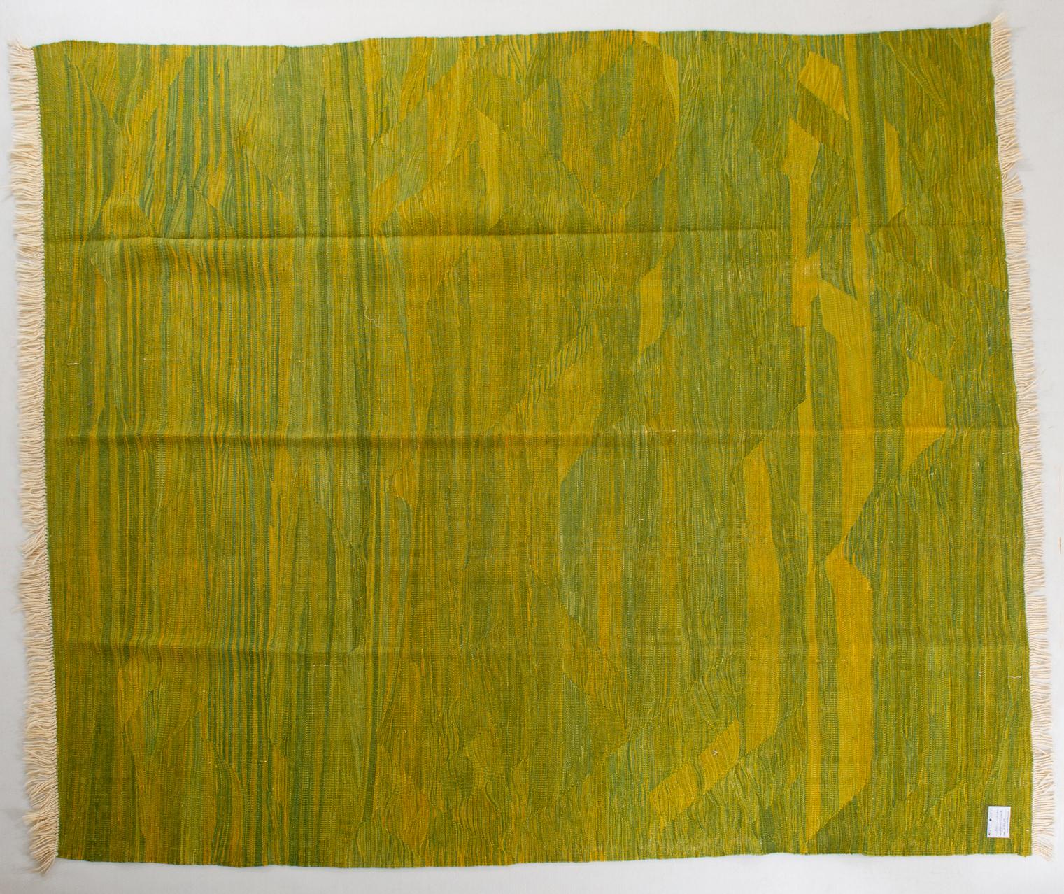 Minimalist Kilim KONYA Green and Yellow Gradient For Sale