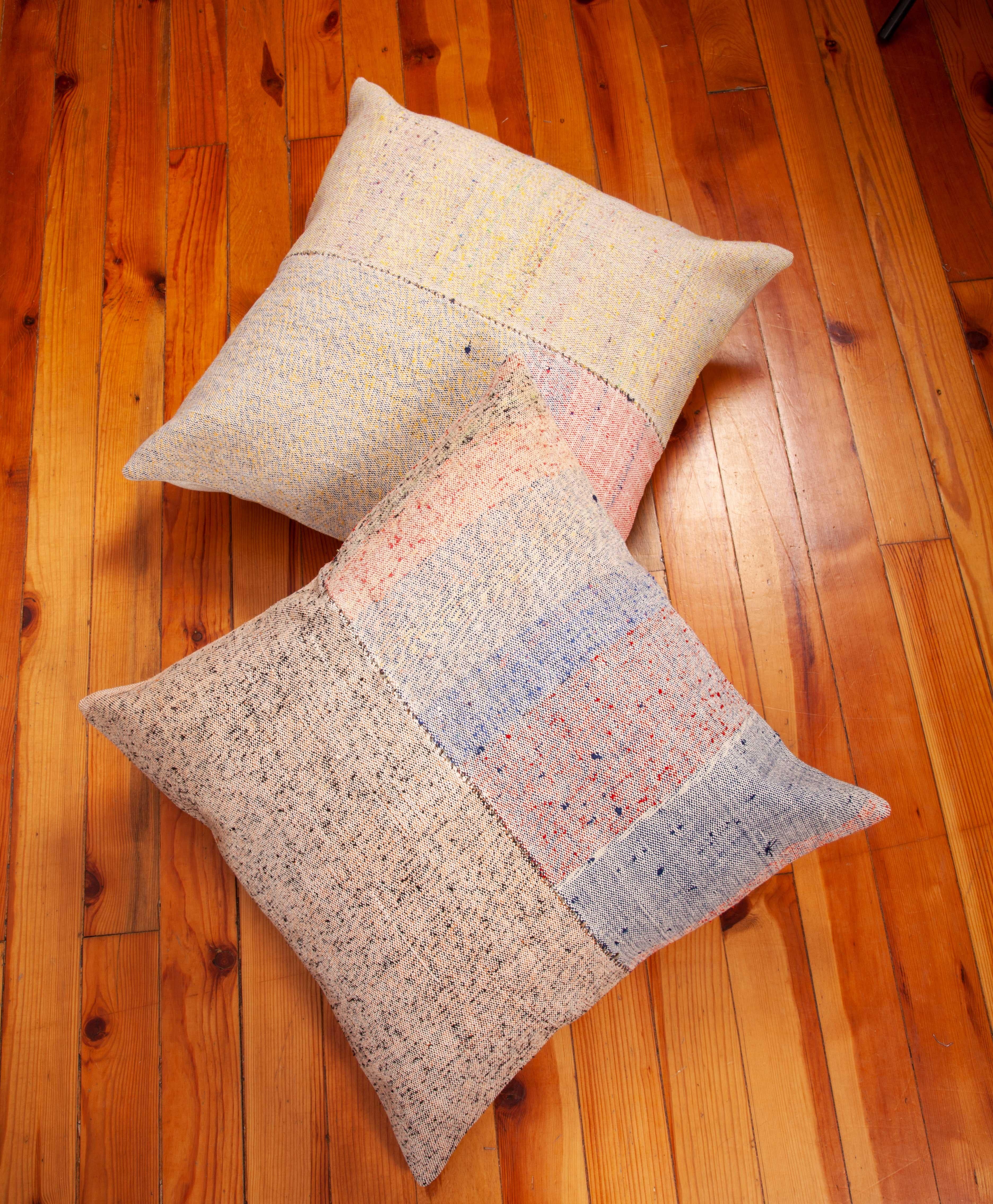 Cotton Kilim Pillow Cases Made from a Vintage Anatolian Kilim For Sale