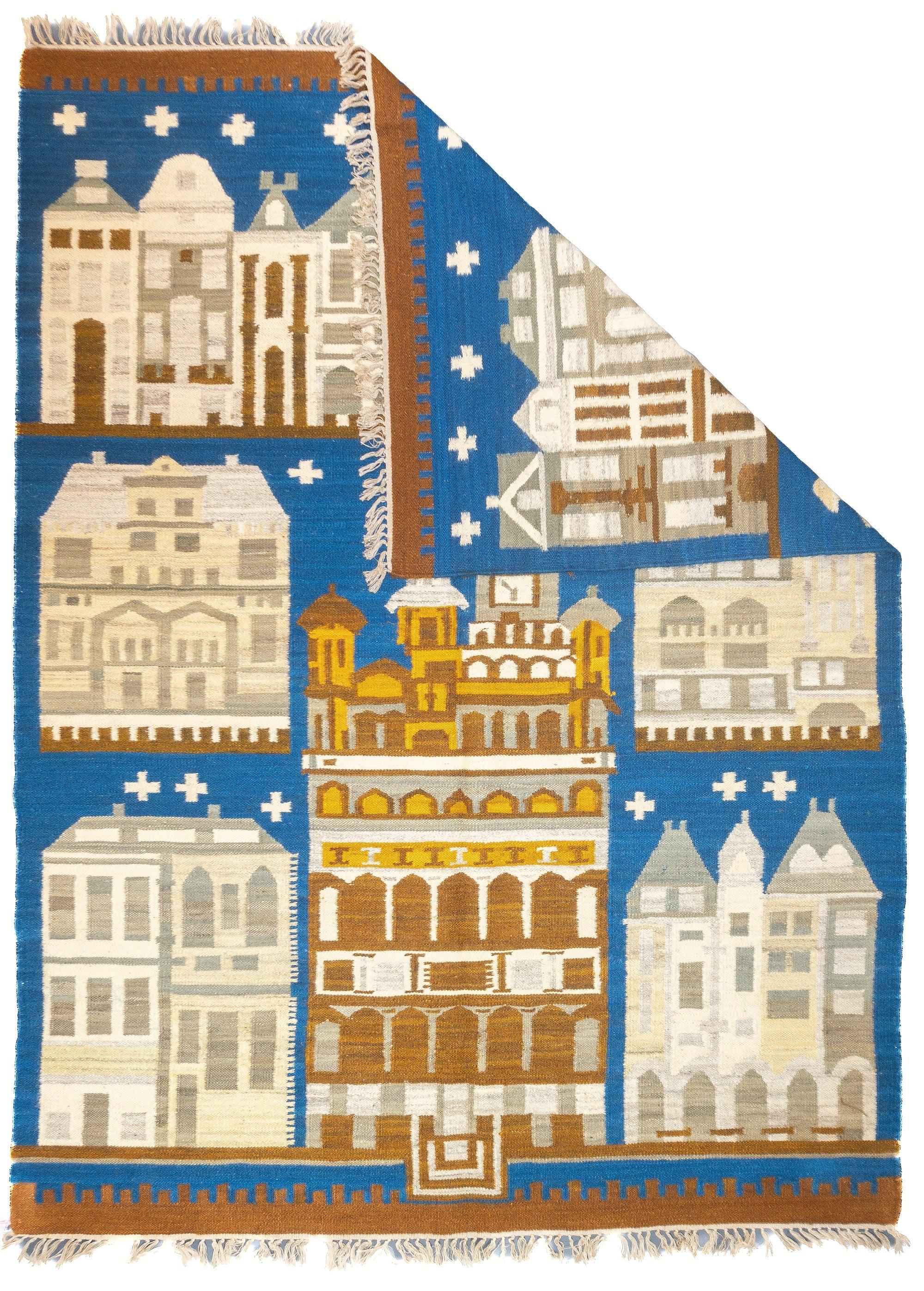 Kilim Rug 5'11'' x 7'11''. Eher eine Technik als eine Art von Teppichen. Die Technik ist: Schlitztapisserie, geteilte Kett- und Schussfäden, einfache oder doppelte Schussfäden ineinandergreifend. Bezieht sich auch auf Bänder in Leinwandbindung an