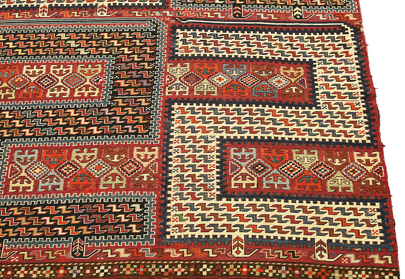 Kilim-Teppich Kaukasischer Sileh-Drache-Design (Handgefertigt) im Angebot