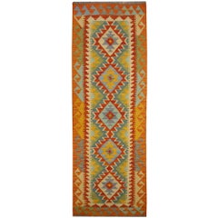Kilim Rug Hallway Runner Wool Hand-Woven Persian Carpet