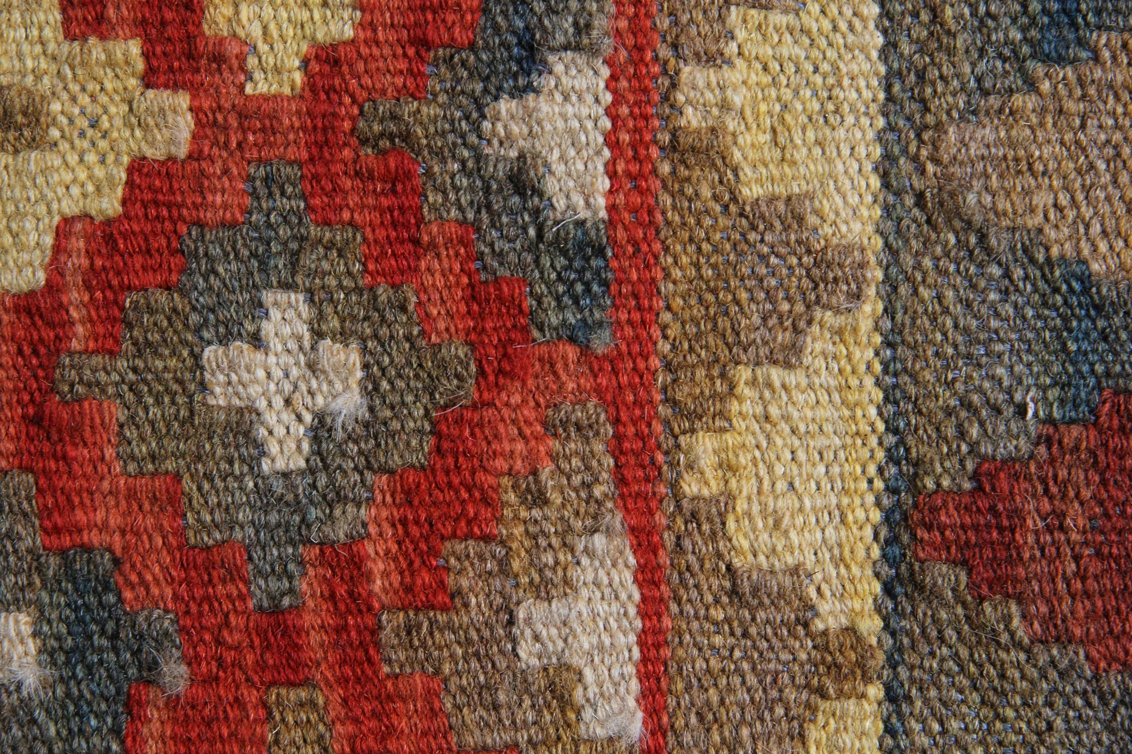 Late 20th Century Geometric Kilim Rug Handwoven Carpet Orange Wool Kilims Carpet For Sale