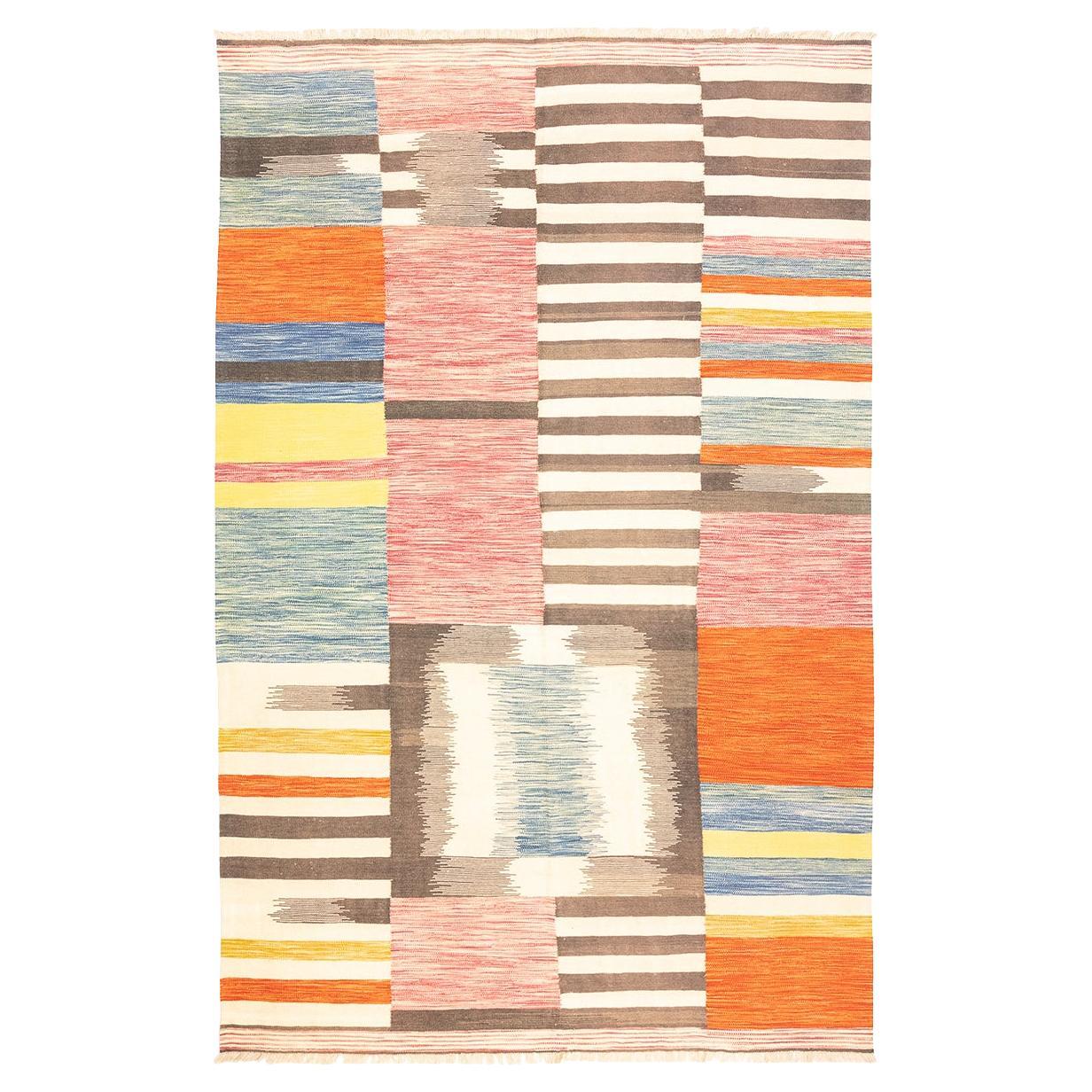 Kelim-Teppich mit Harlekin-Design, farbenfroh im Angebot
