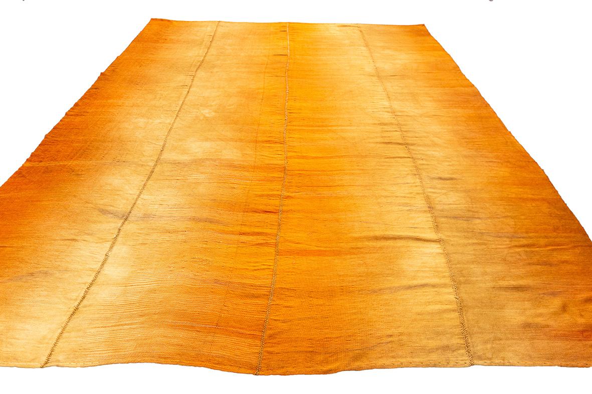 Hand-Crafted Kilim Rug in Soft Golden Hue For Sale