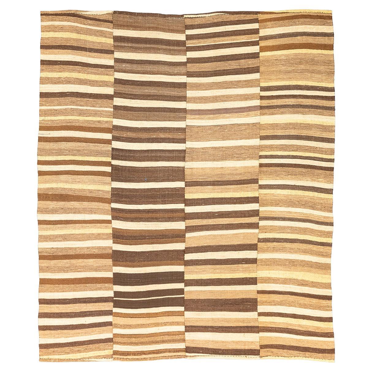 Kilim Rug Striped Design in Natural Tones
