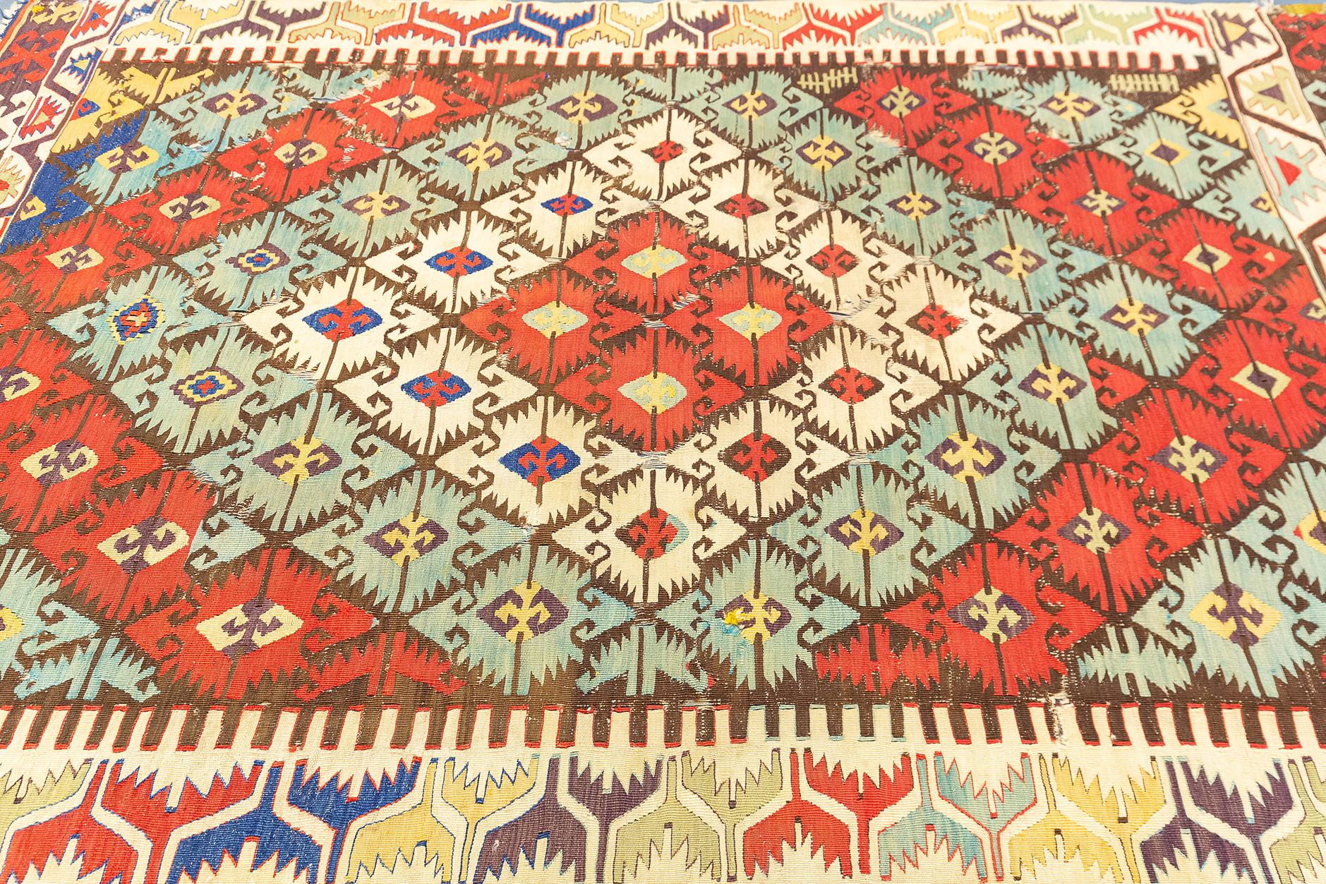 Hand-Crafted Kilim Rug Turkish Aydin For Sale