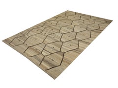 Kilim Rug with Natural Undyed Wool Flatweave Hand-Woven Kelim Japandi Style