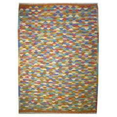 Kilim Rug with Organic Vegetable Dyed Wool Flat Woven