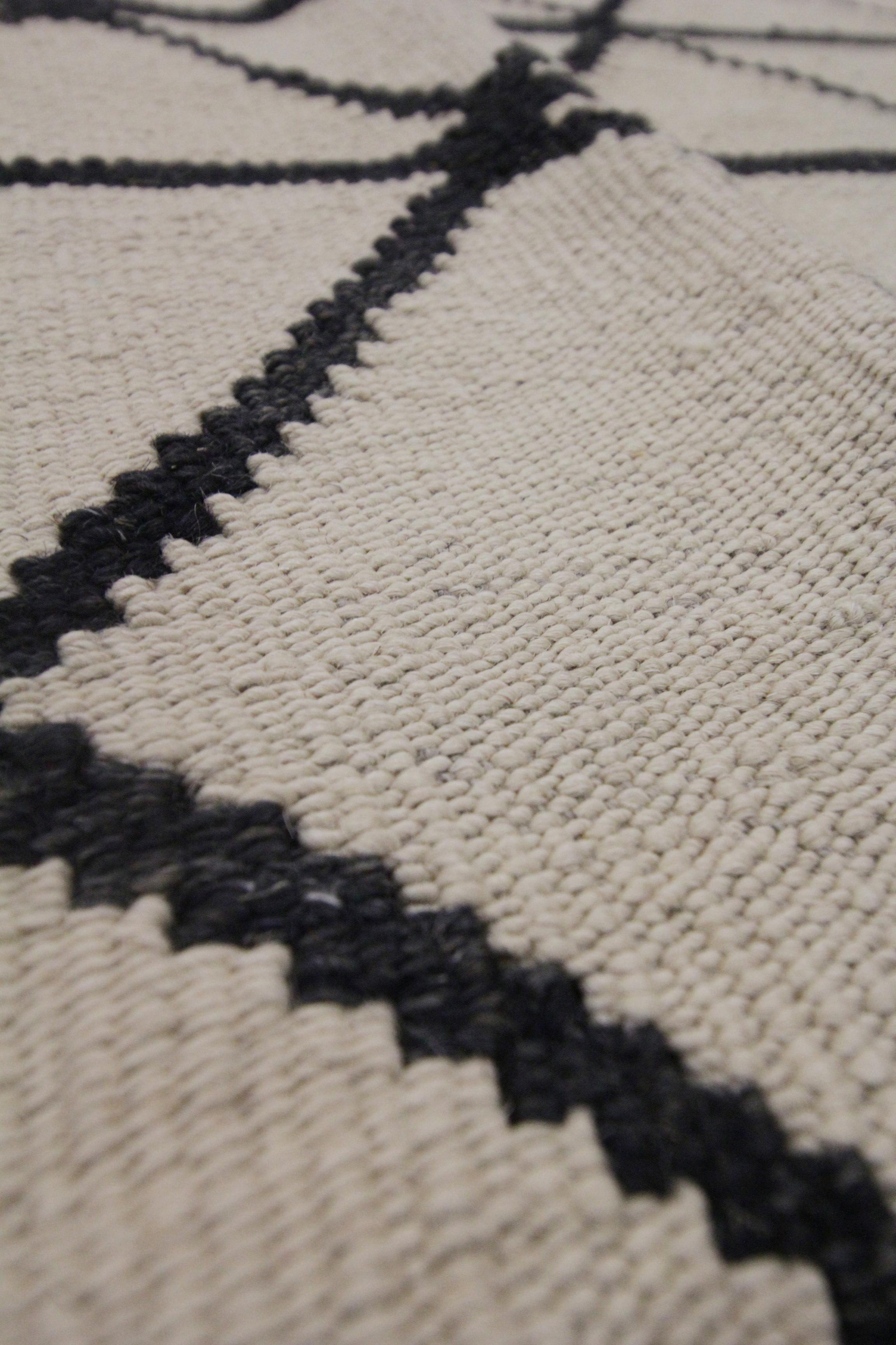 Kilim Rugs Scandinavian Abstract Geometric Kilim Wool Modern Rugs Black/ White 3