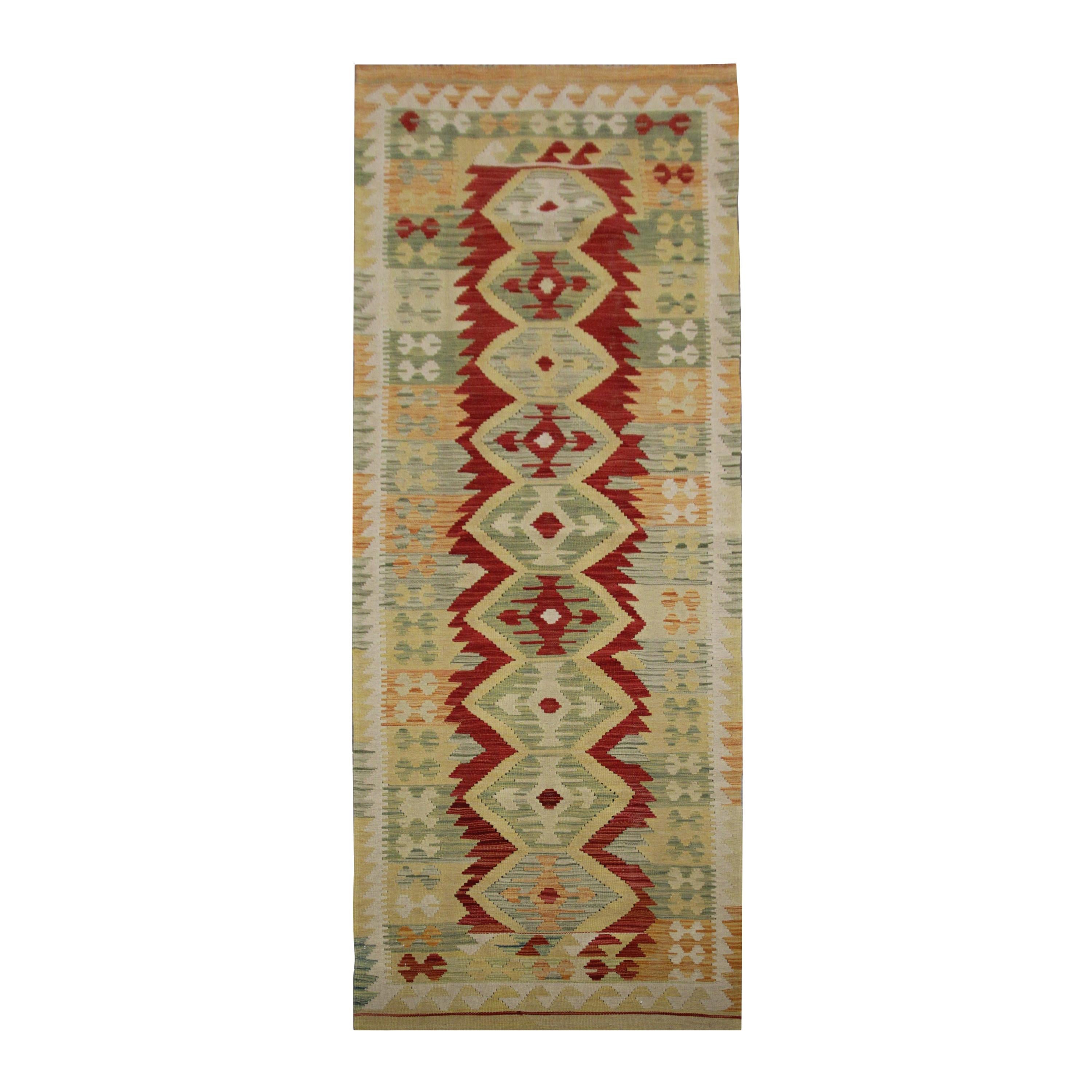 Kilim Runner Geometrical Handmade Carpet Runner Oriental Rug Stair