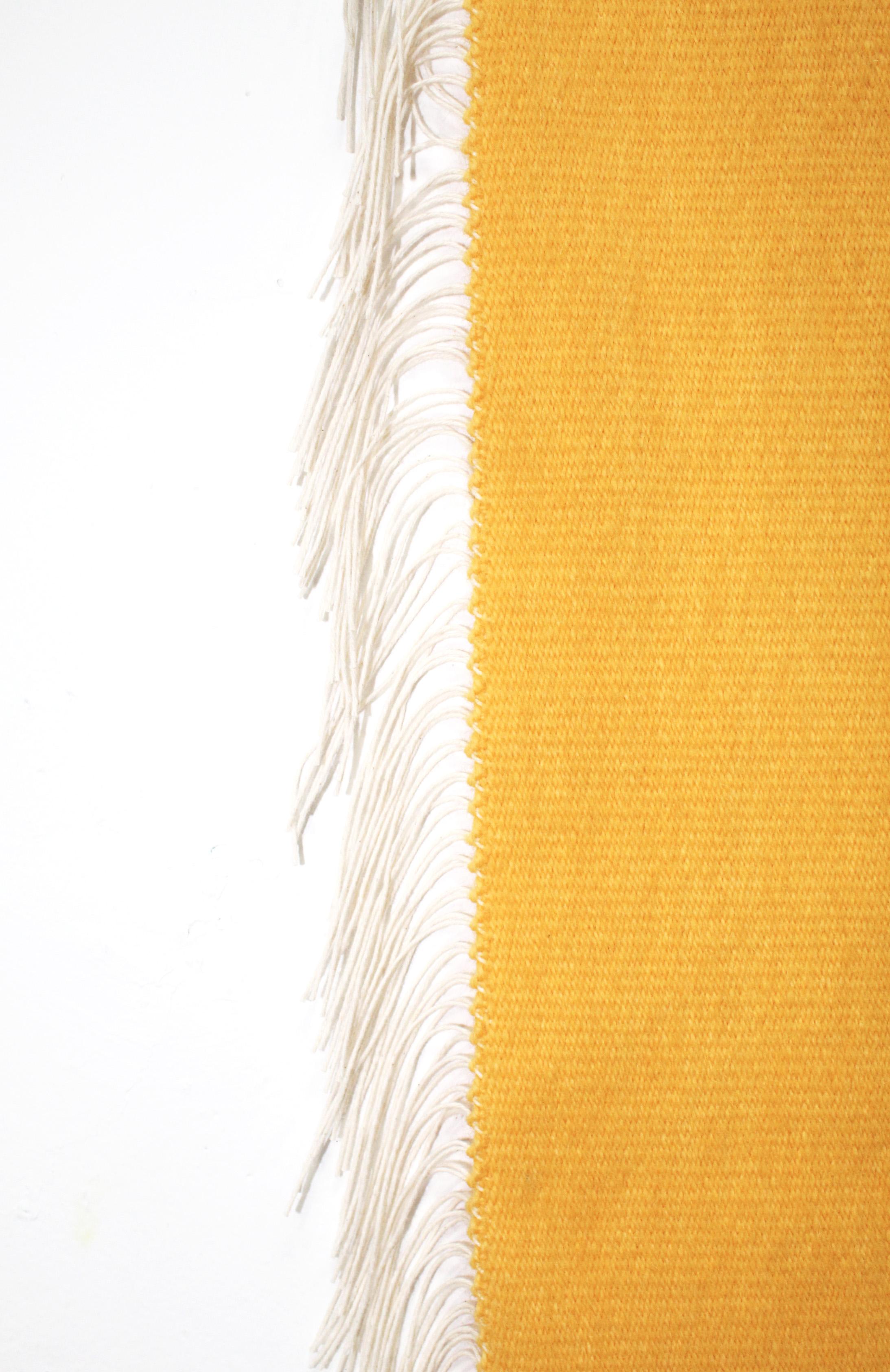 Hand-Woven Yellow and Grey Toned Wool Handwoven Rug Kilim or Tapestry