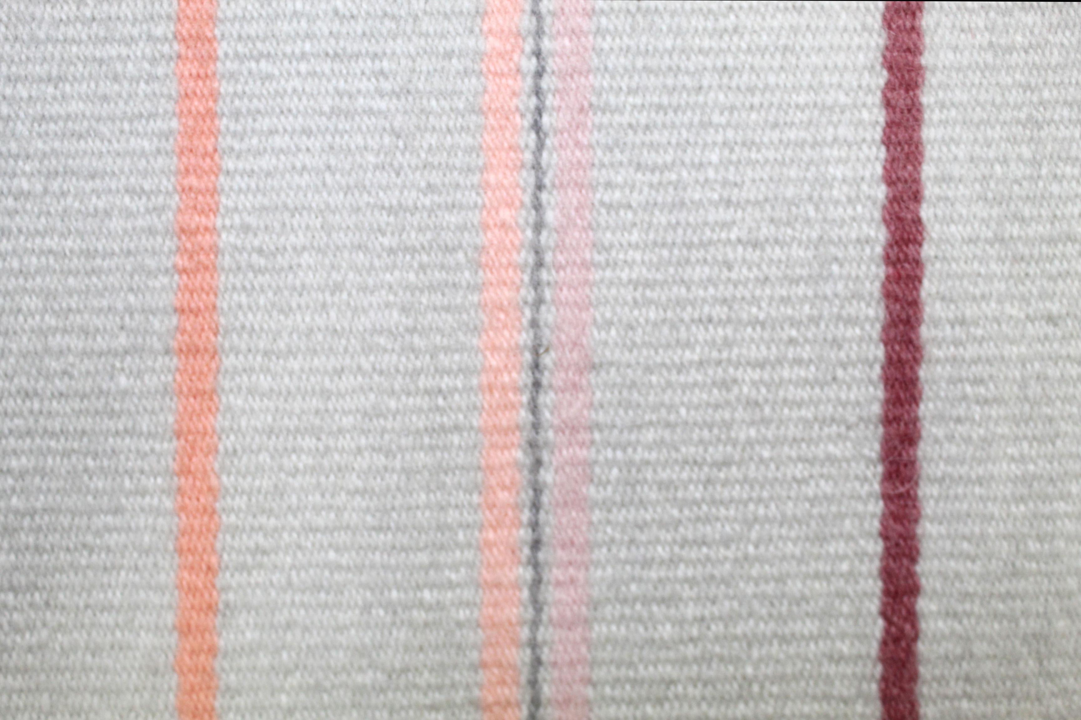 Contemporary Handwoven Wool Rug Pink and Gray Toned Kilim Tapestry In New Condition In Brooklyn, NY