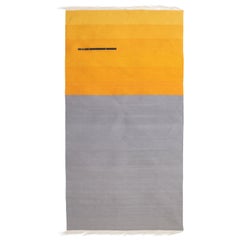 Yellow and Grey Toned Wool Handwoven Rug Kilim or Tapestry