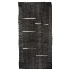 KILIM Tappeto Berbero Marocchino Vintage Azilal Bianco Nero Manufatto in Lana