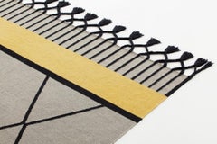 Grand tapis Kilim Technique Lima de couleur bleue par Odosdesign