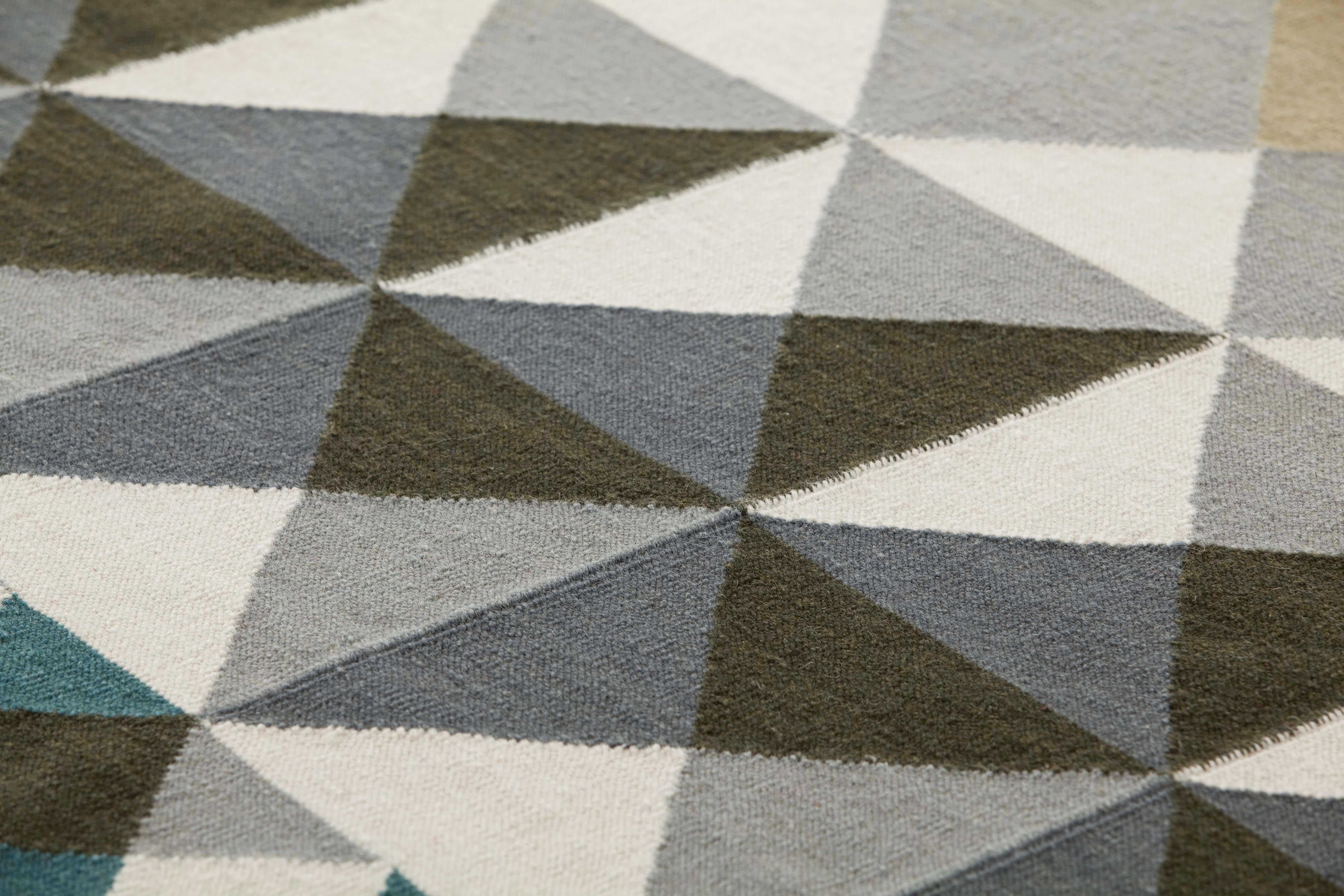 A basic rug, classic, practical, accessible... and now contemporary as well. Always in wool, reversible and obviously hand-made. 

Additional Information:
Material: 100% wool
Color: Grey
Technique: Kilim
Dimensions: 95 W x 67 D x 0.24 H