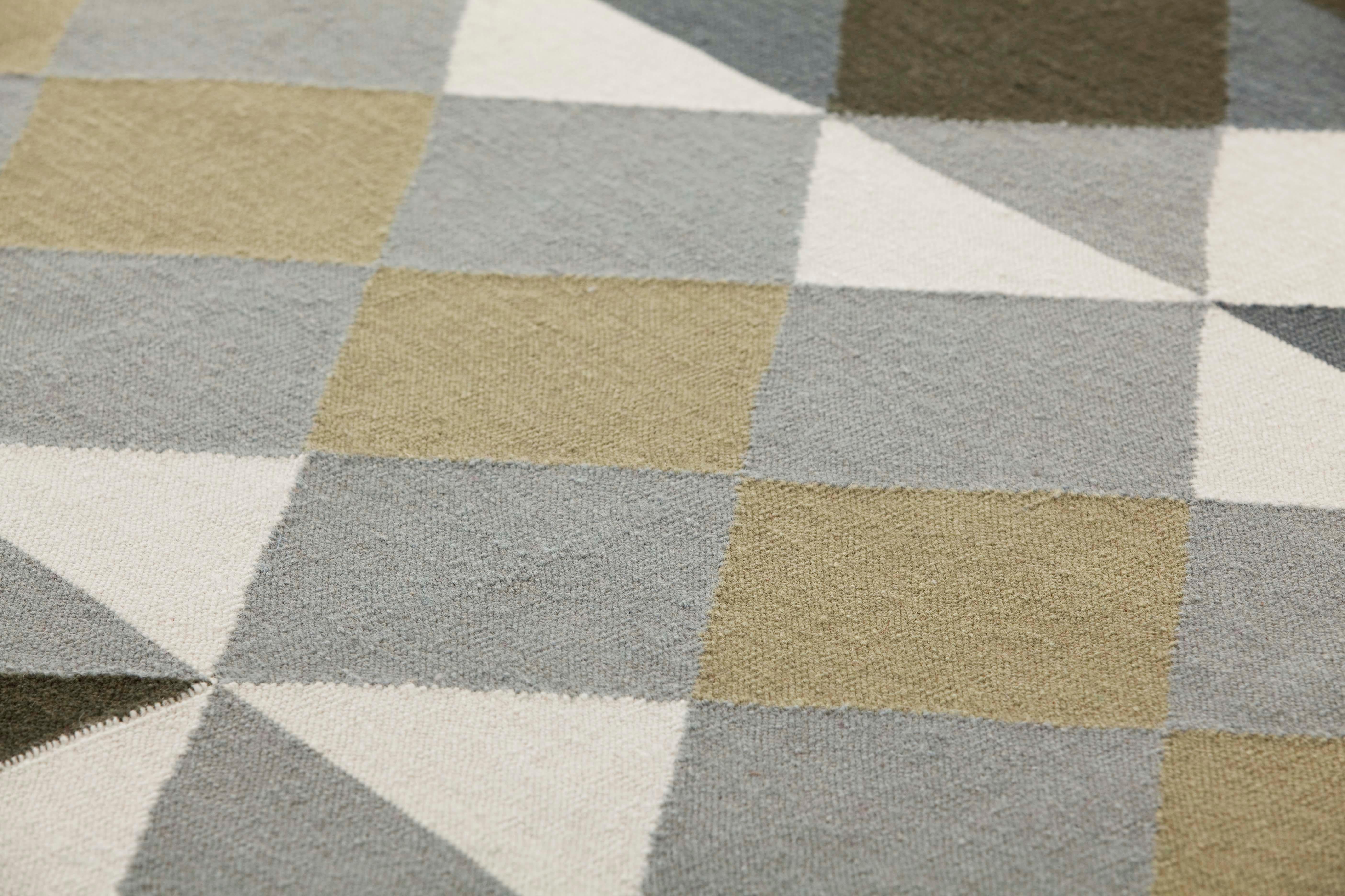 Kilim-Technik Mosaek Medium Teppich in grauer Farbe von Javier Tortosa (Moderne) im Angebot