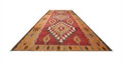 Kilim Alfombra Geométrica Tradicional Vintage Lana Roja