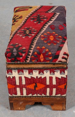 Kilim Upholstered Bench with Storage