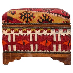 Kilim Upholstered Bench with Storage