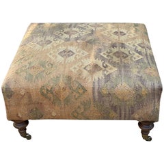 Kilim Upholstered Ottoman/Coffee Table