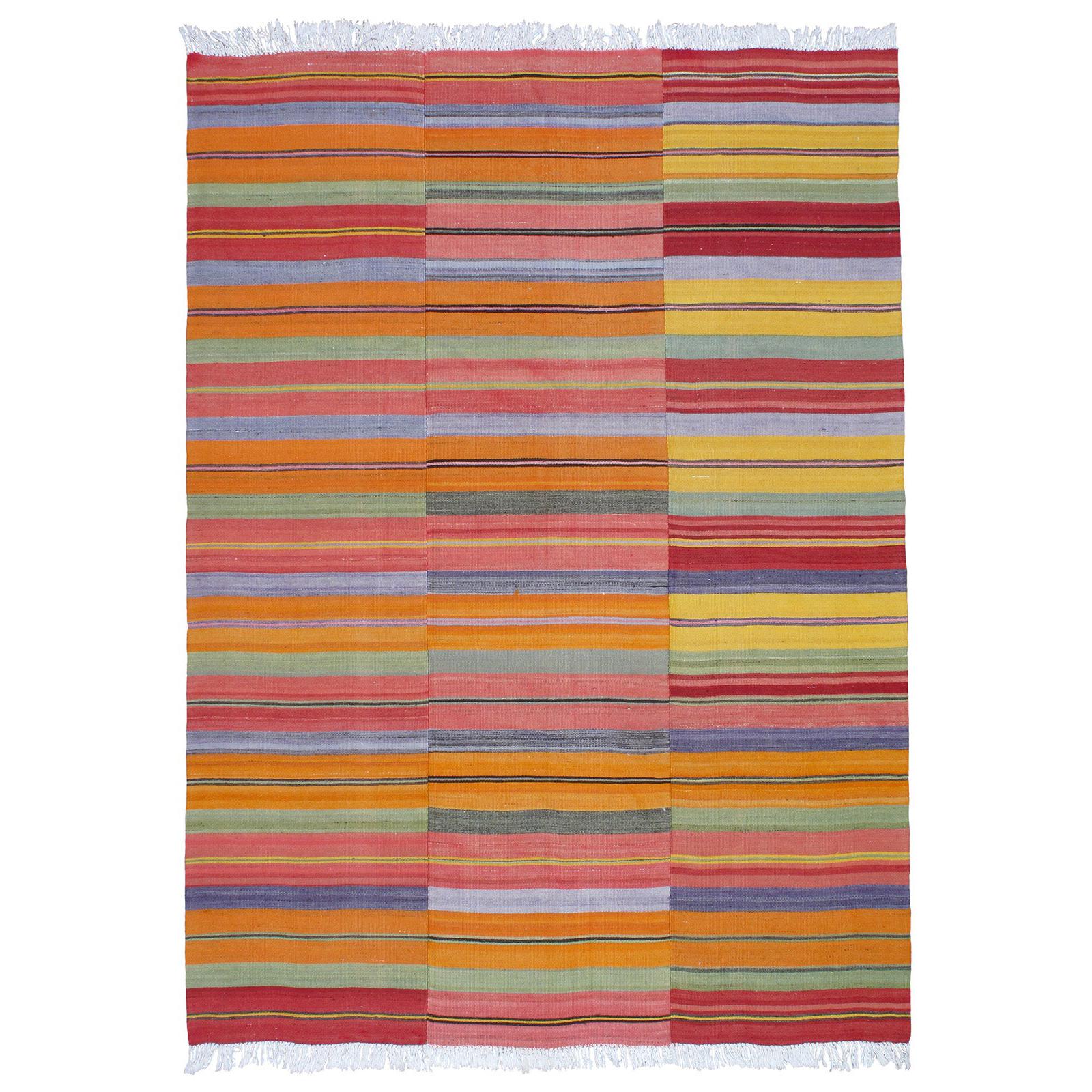 Kilim with Multi-Colored Bands