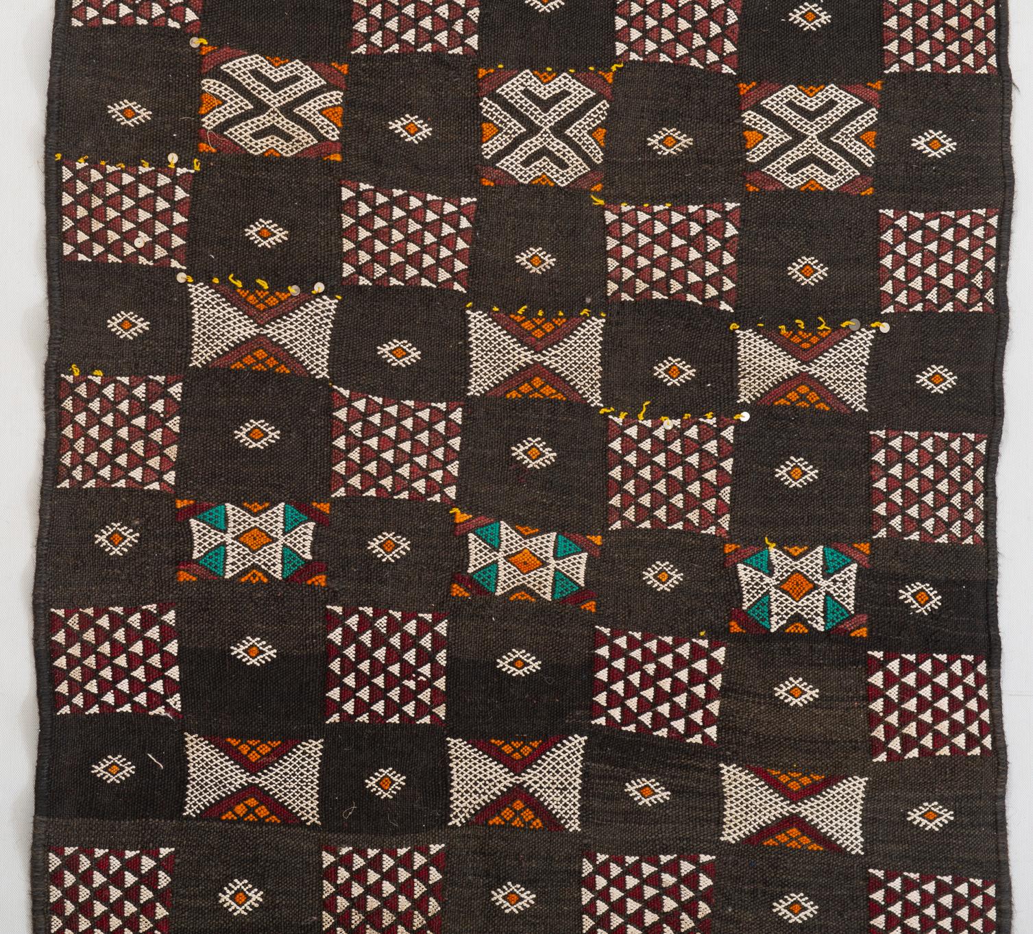 Hand-Woven Kilim Zemmur Old Nomad Moroccan Runner For Sale