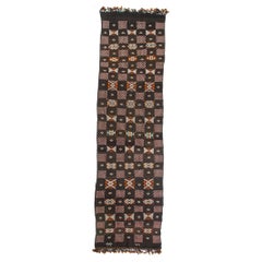 Tapis de couloir Kilim Zemmur ancien marocain