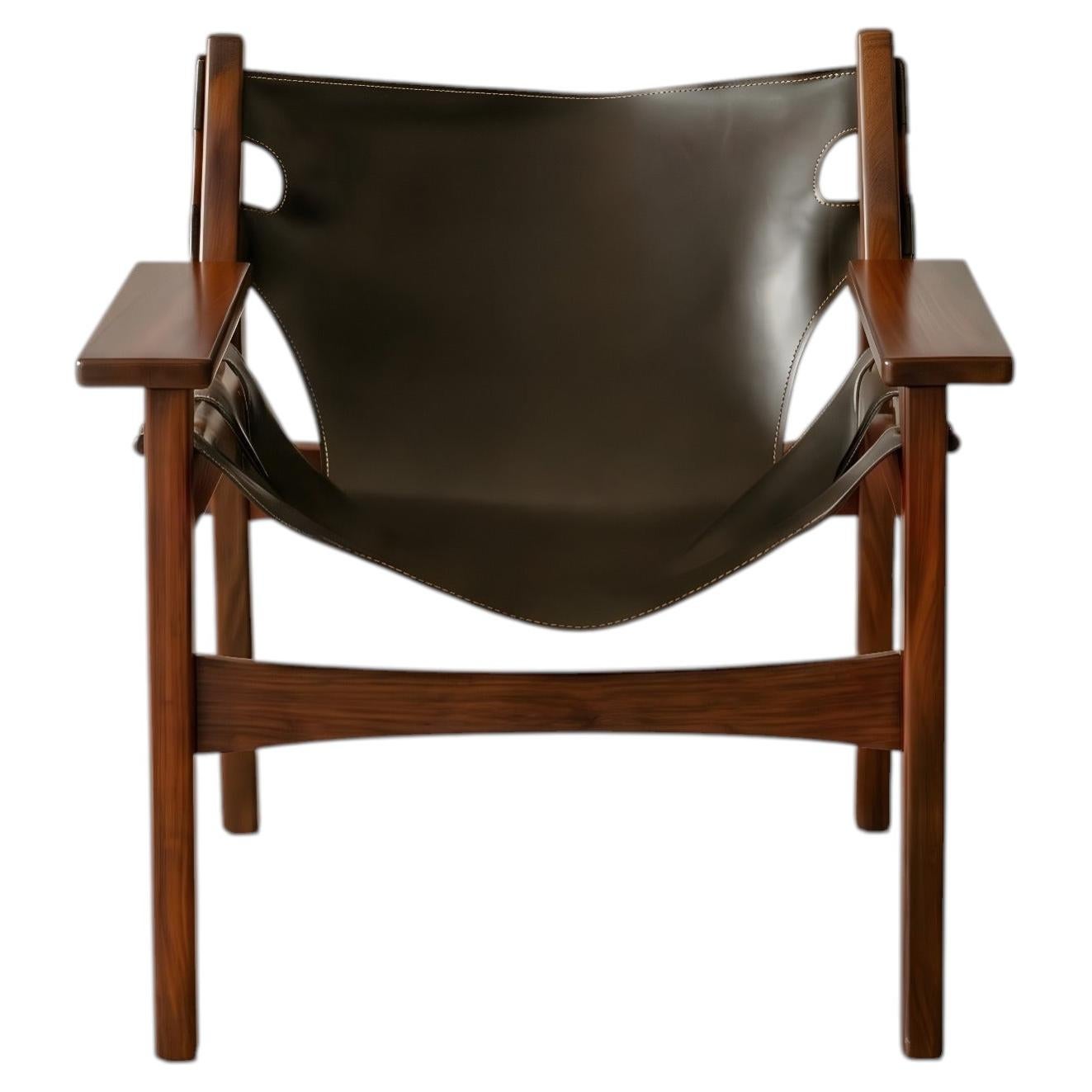 Kilin Armchair by Sérgio Rodrigues, Solid Wood and Saddle Leather, Brazi