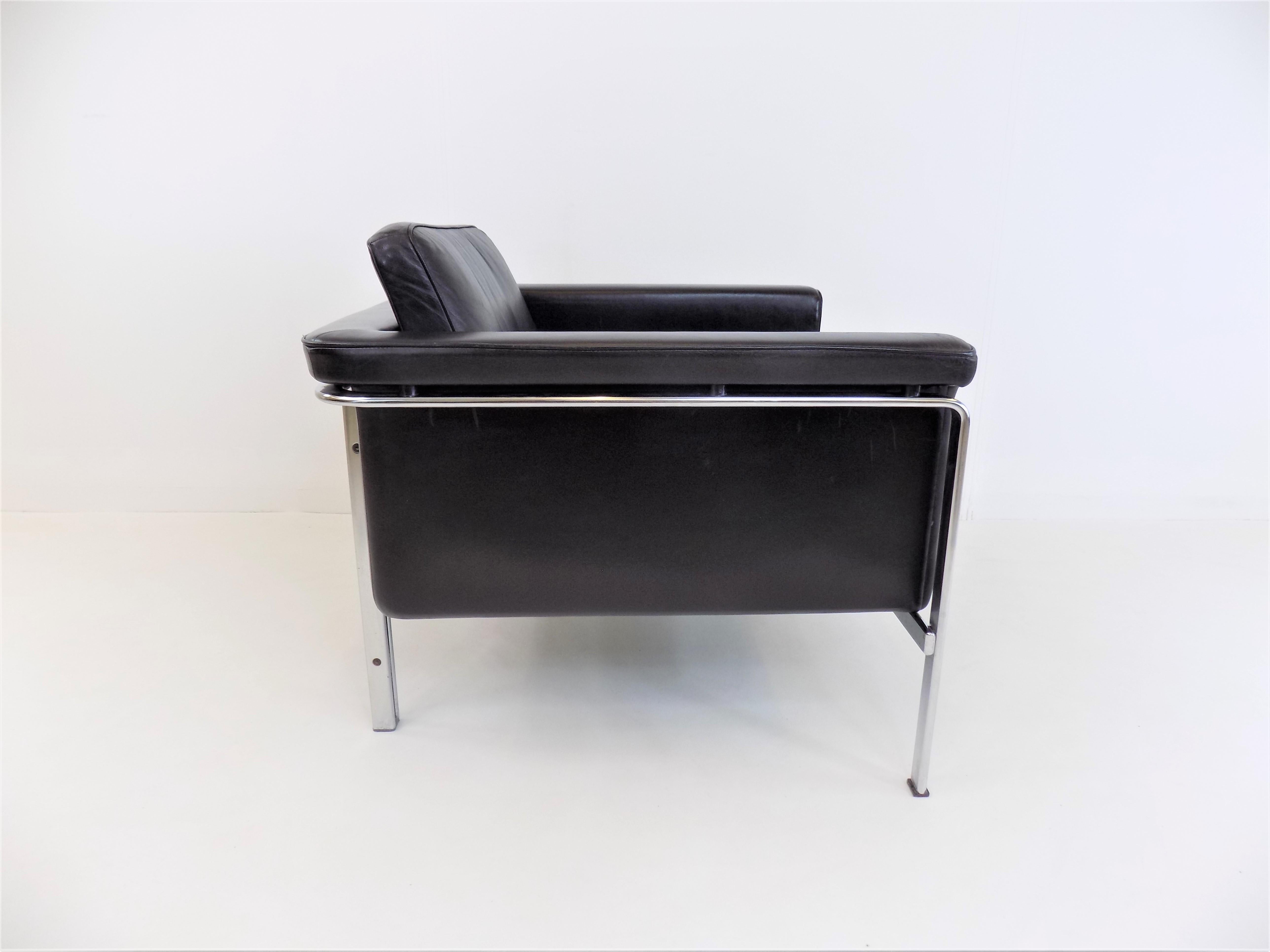 Kill 6911 leather chair black by Horst Brüning In Good Condition In Ludwigslust, DE