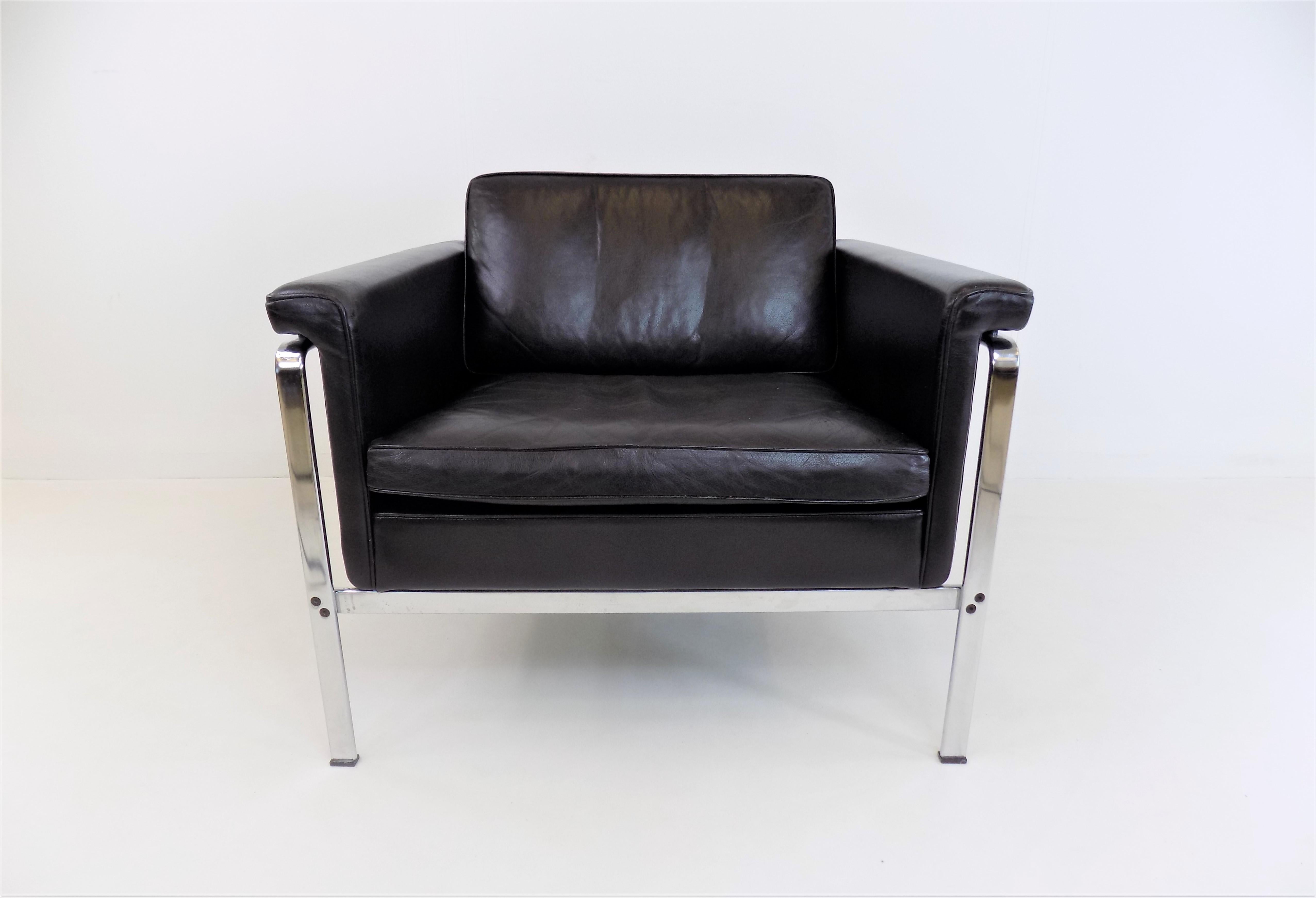 Stainless Steel Kill 6911 leather chair black by Horst Brüning