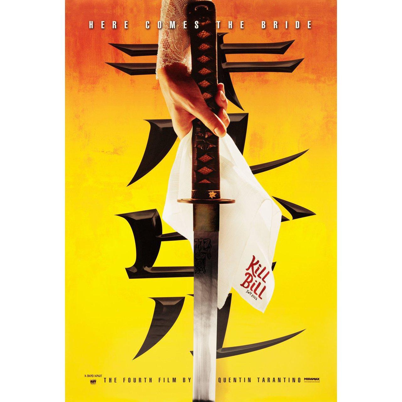 Original 2003 U.S. one sheet poster for the film Kill Bill: Vol. 1 directed by Quentin Tarantino with Uma Thurman / Lucy Liu / Vivica A. Fox / Daryl Hannah. Very Good-Fine condition, rolled. Please note: the size is stated in inches and the actual