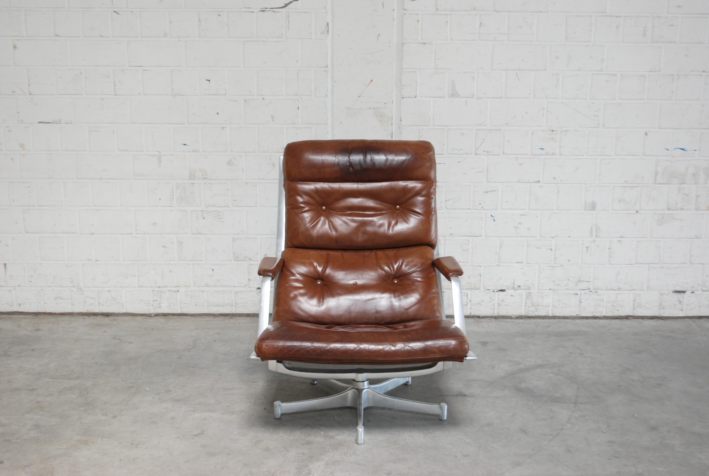 Mid-Century Modern Kill International FK 85 Lounge Chair Cognac Leather design Kastholm / Fabricius