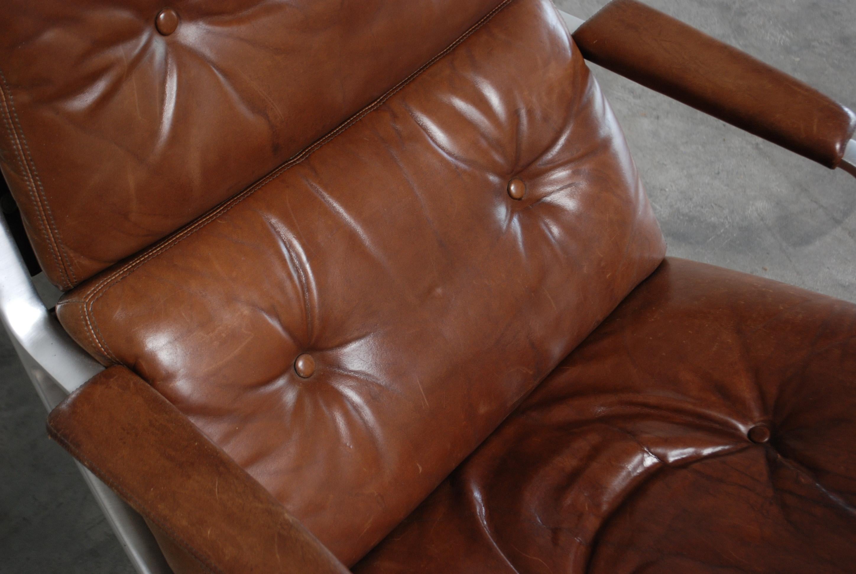 Mid-20th Century Kill International FK 85 Lounge Chair Cognac Leather design Kastholm / Fabricius