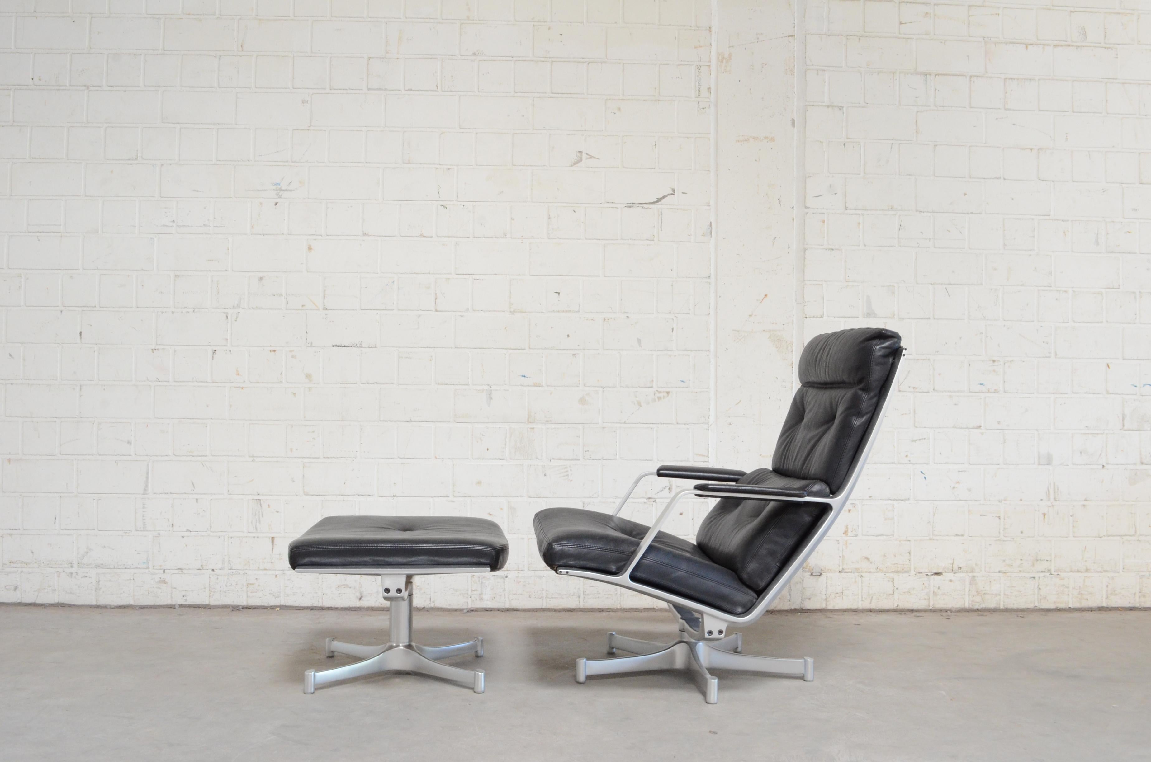 Mid-Century Modern Kill International FK 85 Lounge Chair Cognac Leather Design Kastholm / Fabricius For Sale