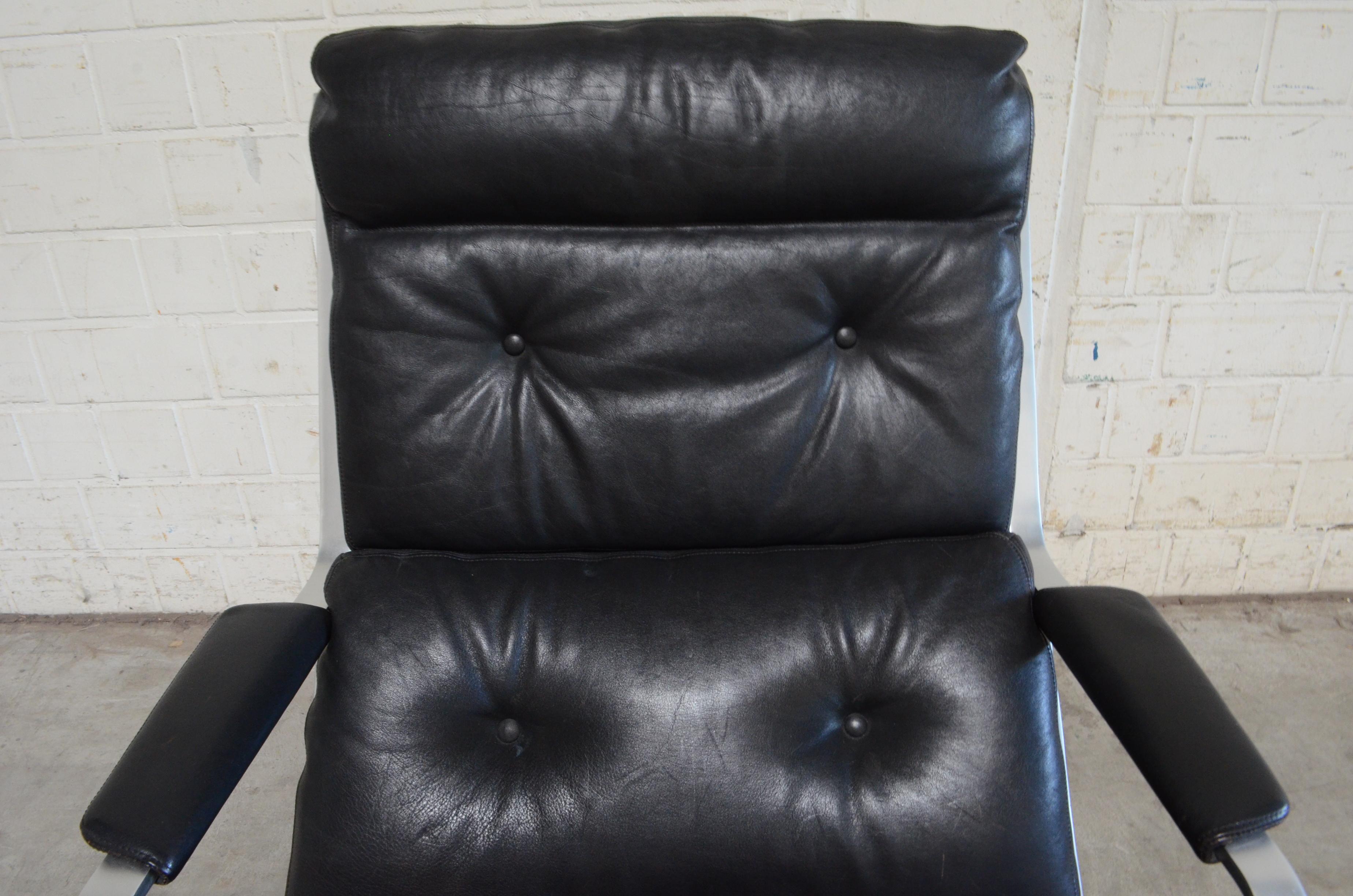 Kill International FK 85 Lounge Chair Cognac Leather Design Kastholm / Fabricius In Fair Condition For Sale In Munich, Bavaria