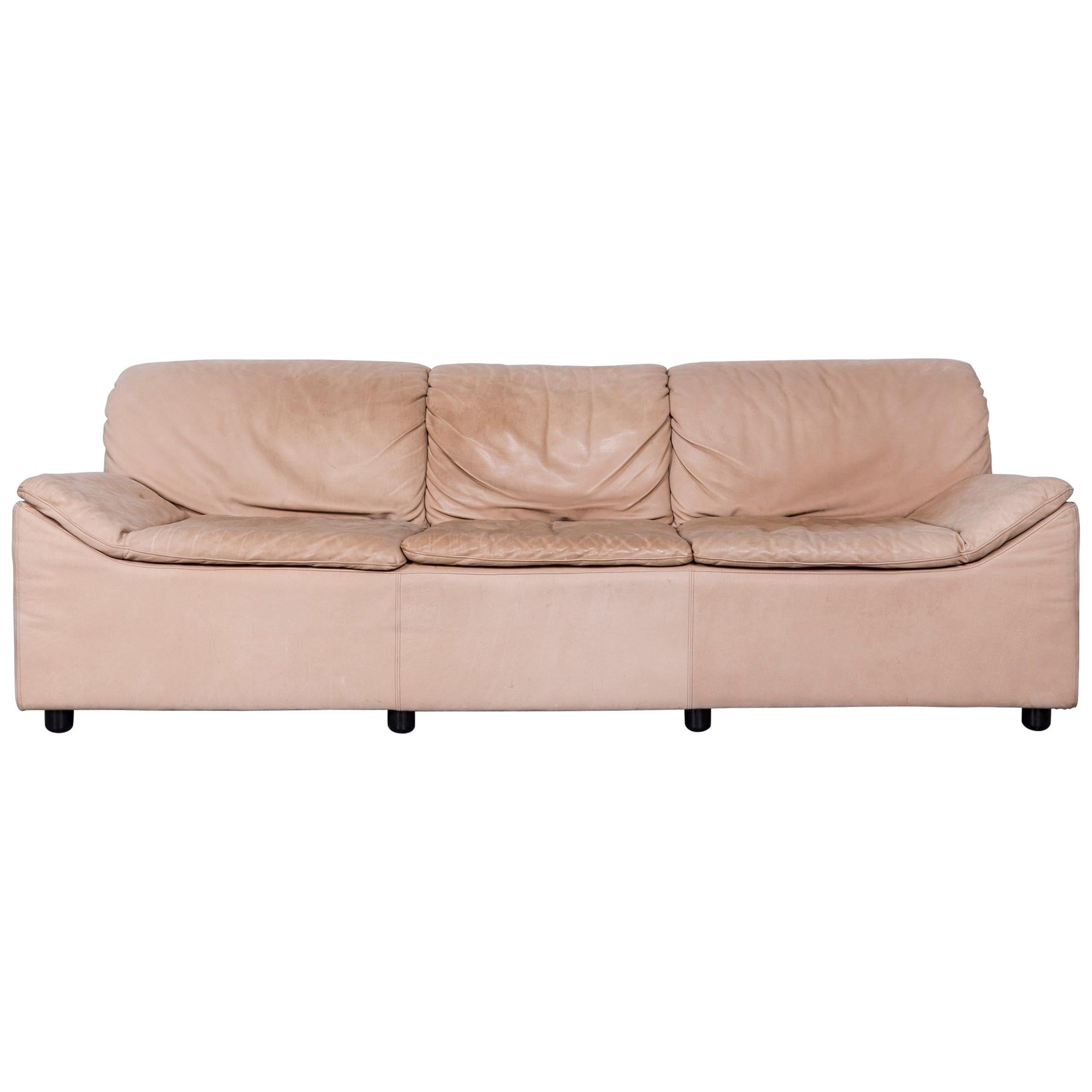 Kill International Golf Designer Sofa Leather Beige Three-Seat Couch from 1984 For Sale