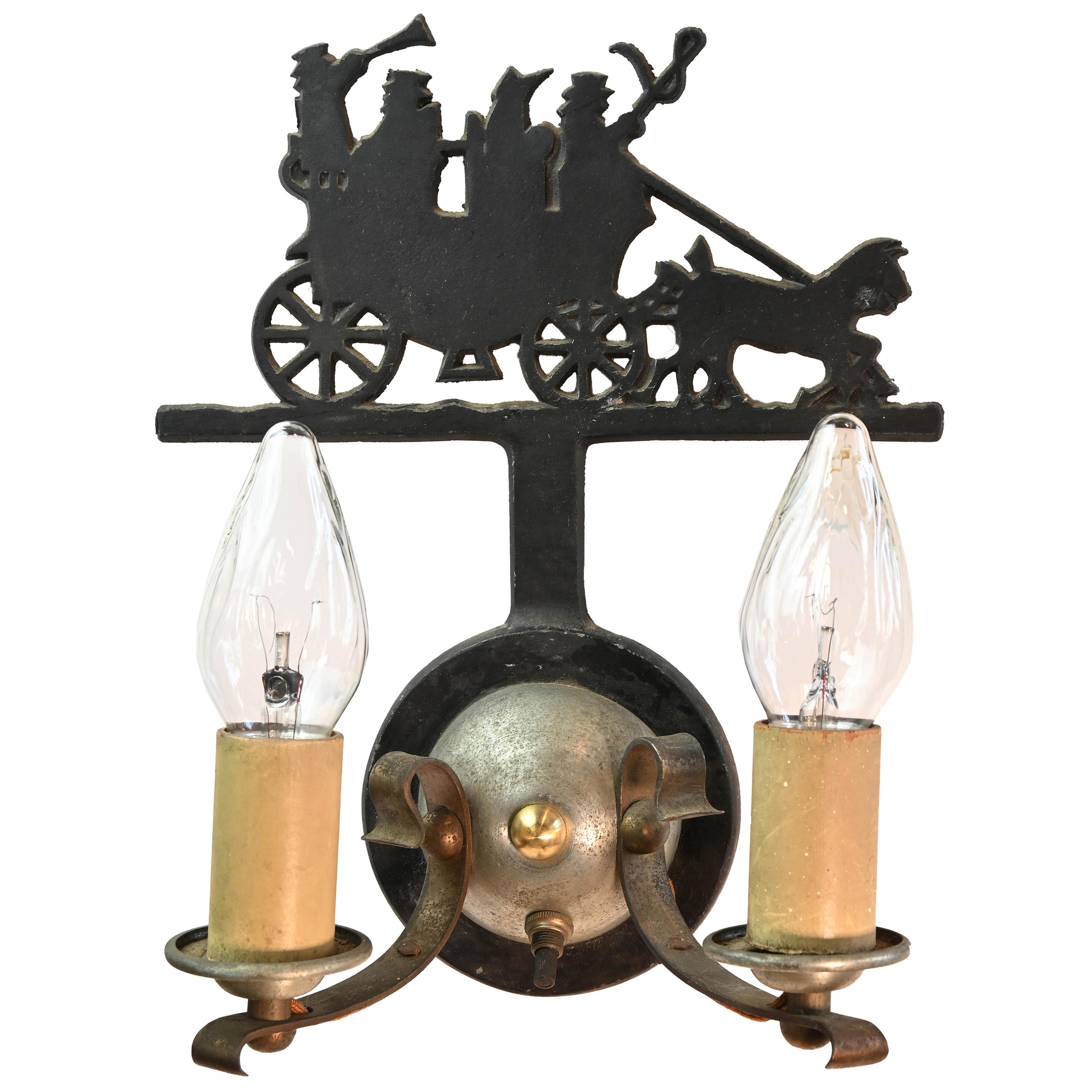Killarney Jaunting Carriage Two Candle Sconce For Sale
