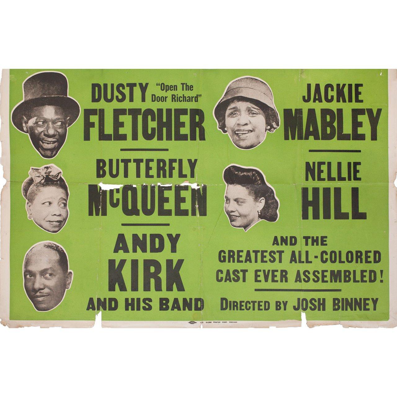 Original 1948 U.S. three sheet poster for the film Killer Diller directed by Josh Binney with Dusty Fletcher / George Wiltshire / Butterfly McQueen / Nellie Hill. Fair condition, folded. Many original posters were issued folded or were subsequently