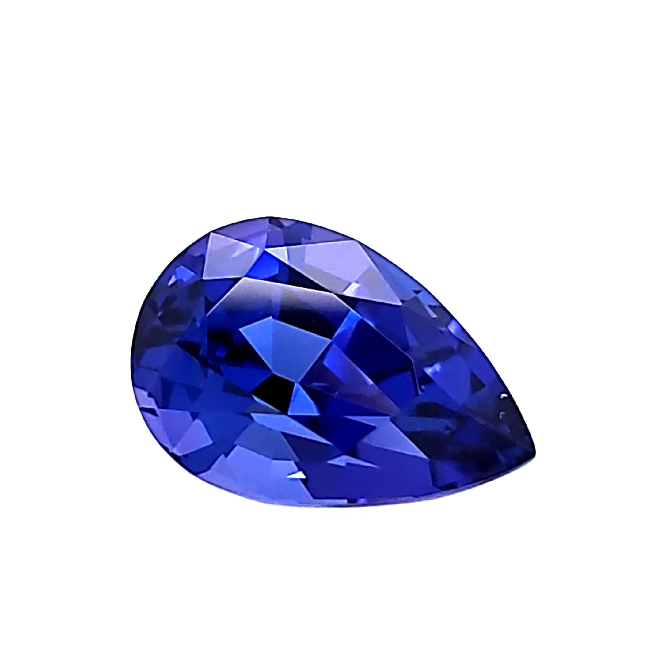Pear Cut Killer Glowing Blue 7.69ct Tanzanite - Perfect for a Ring or a Pendant For Sale