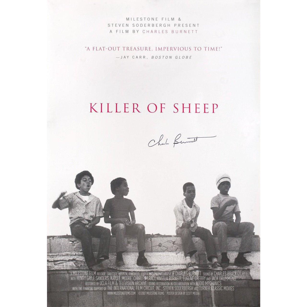 Original 2007 U.S. one sheet poster for the 1979 film “Killer of Sheep” directed by Charles Burnett with Henry G. Sanders / Kaycee Moore / Charles Bracy / Angela Burnett. Signed by Charles Burnett. Very good-fine condition, rolled. Please note: the