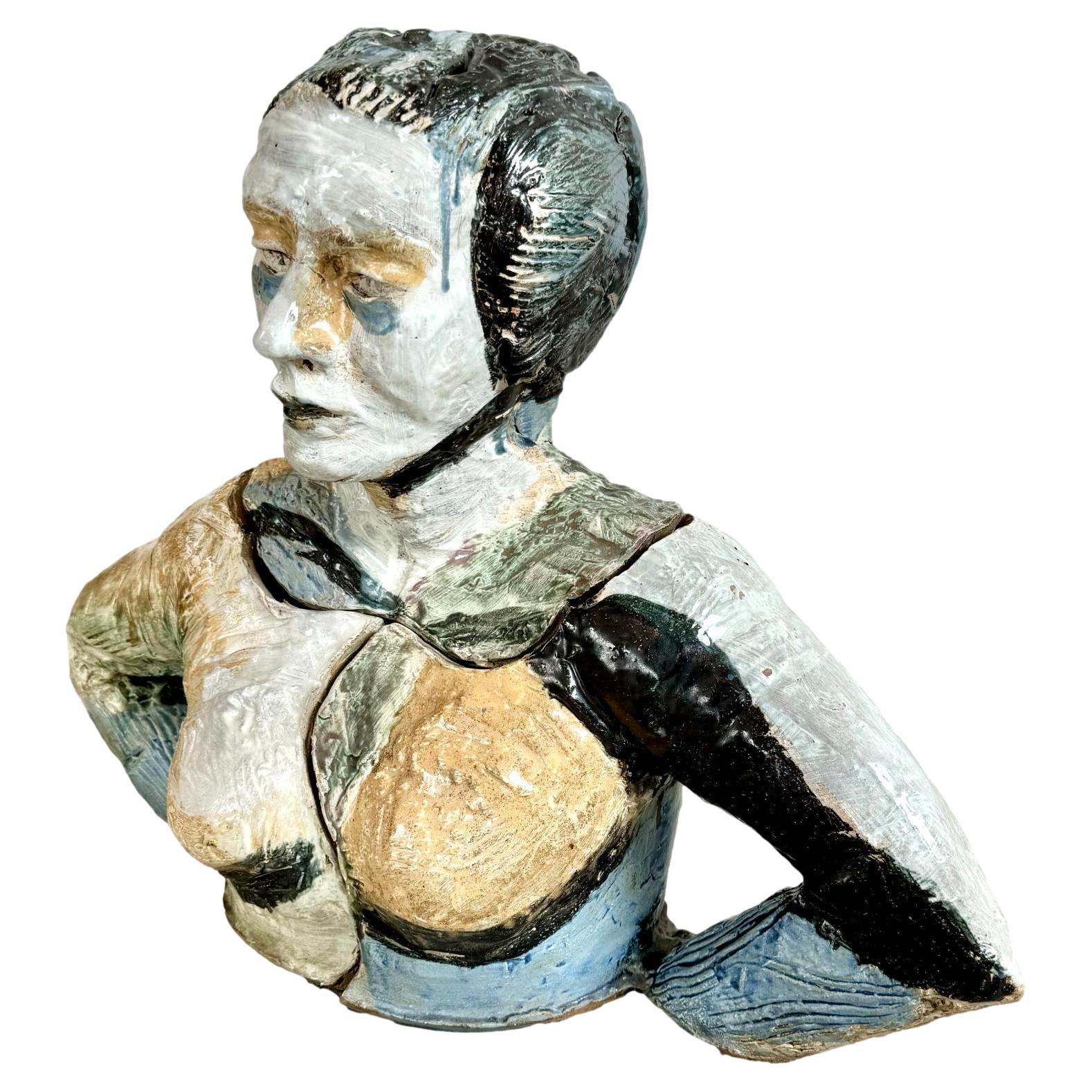 Kiln Fired Clay Sculpture of a Woman, 1980s USA