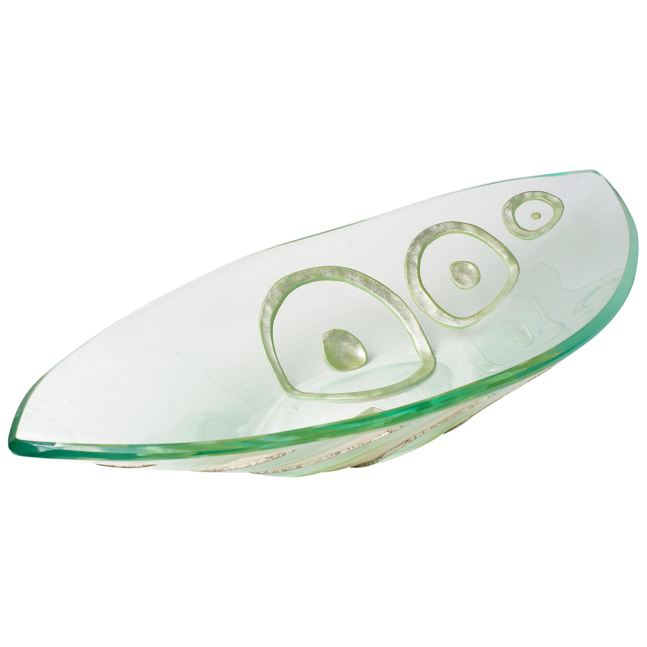 Kiln-Formed "Geometrik" "Grand Ellipse" 24-Karat Art Glass Bowl For Sale