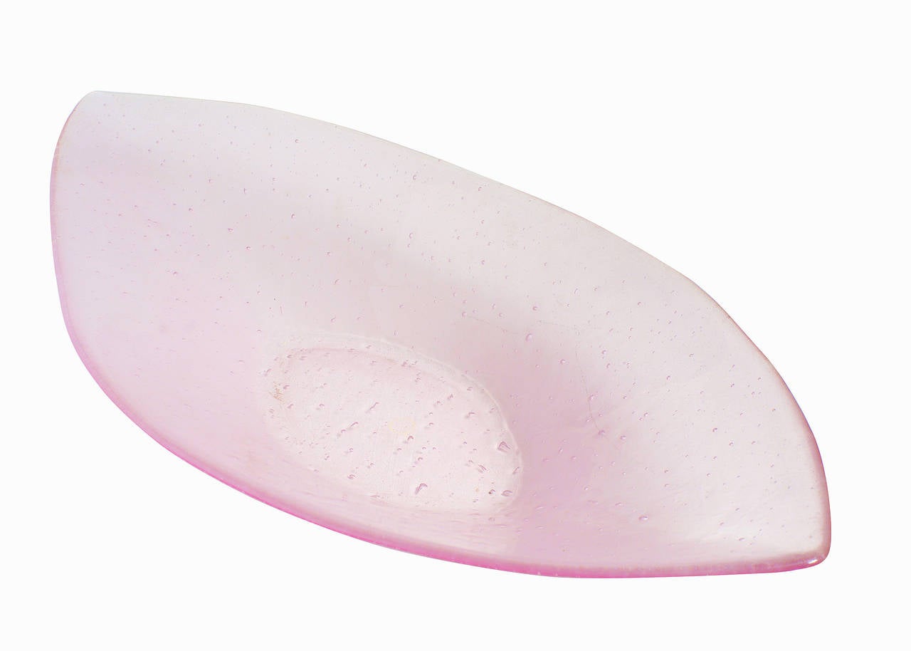 American Kiln-Formed Urbium Pink Grand Ellipse Art Glass Bowl